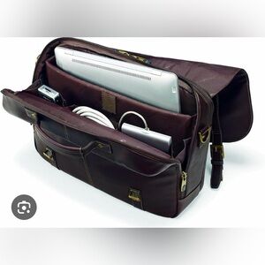 Samsonite Colombian Leather Flapover Laptop Case Messenger Dark brown Briefcase